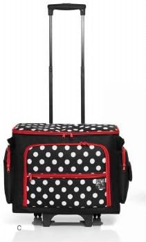 Prym 612630 Nähmaschine Trolley Polka Dots, schwarz/rot/weiss, 44 x 22 x 36 cm