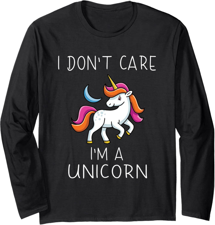 Einhorn Spruch - I don't care, I'm a unicorn Langarmshirt