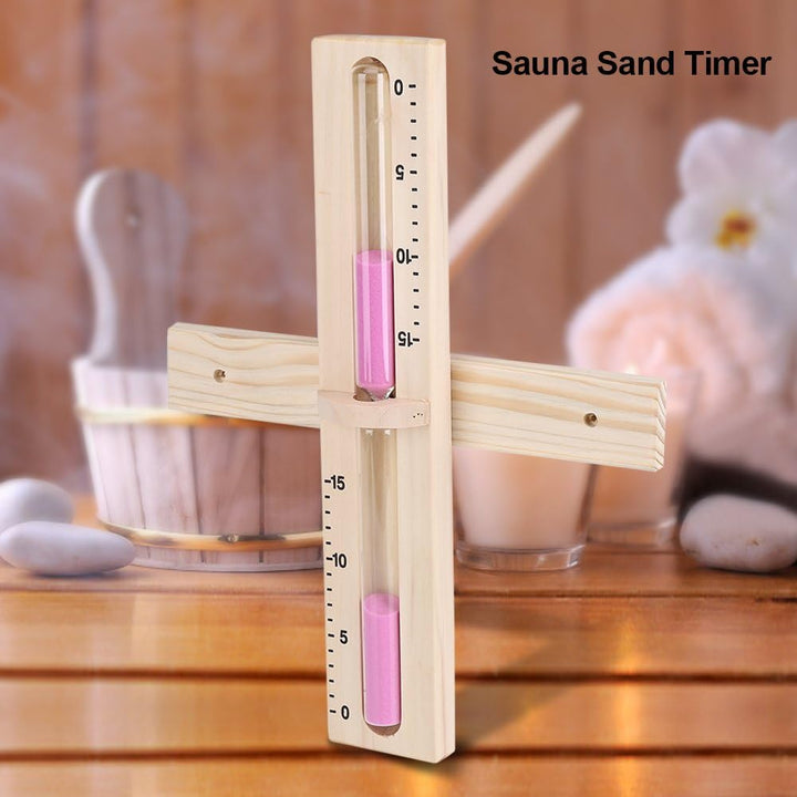 15 Minuten Sauna Sanduhren, Sauna Zubehör Set aus Holz Sanduhr Wanduhr mit rotierender Sanduhr und r