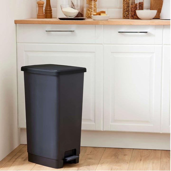 Sundis Flat Bin, Mülleimer 40l mit Pedal,aus recyceltem Kunststoff, rechteckig, mit Henkeln zum Aufh