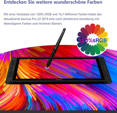 Grafiktablett mit Display HUION Kamvas Pro 22, 21,5 Zoll Grafikzeichnungsmonitor mit vollständig lam