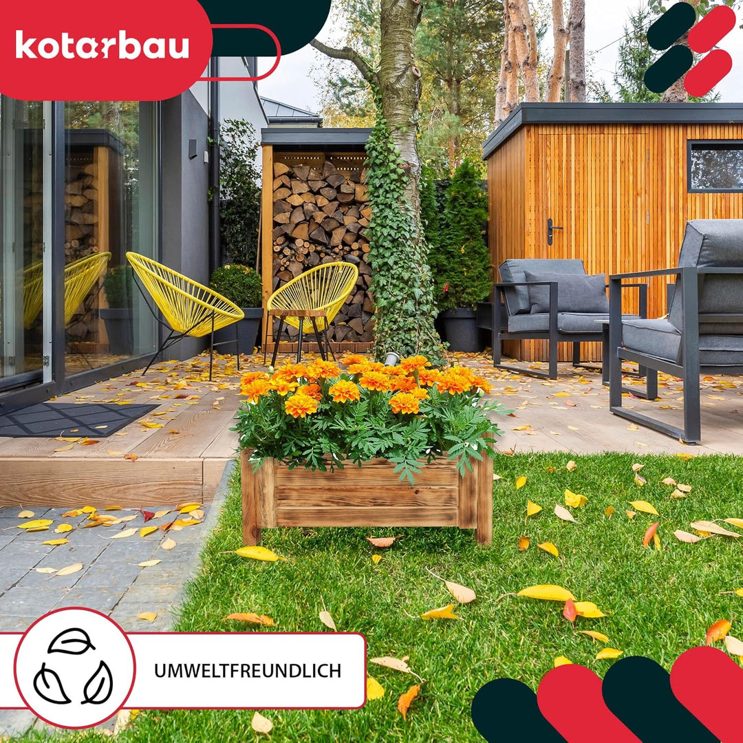KOTARBAU® Blumenkasten - 60 x 60 x 30 cm - Pflanzkasten mit Vlies - Pflanzkübel gross aussen - Balko