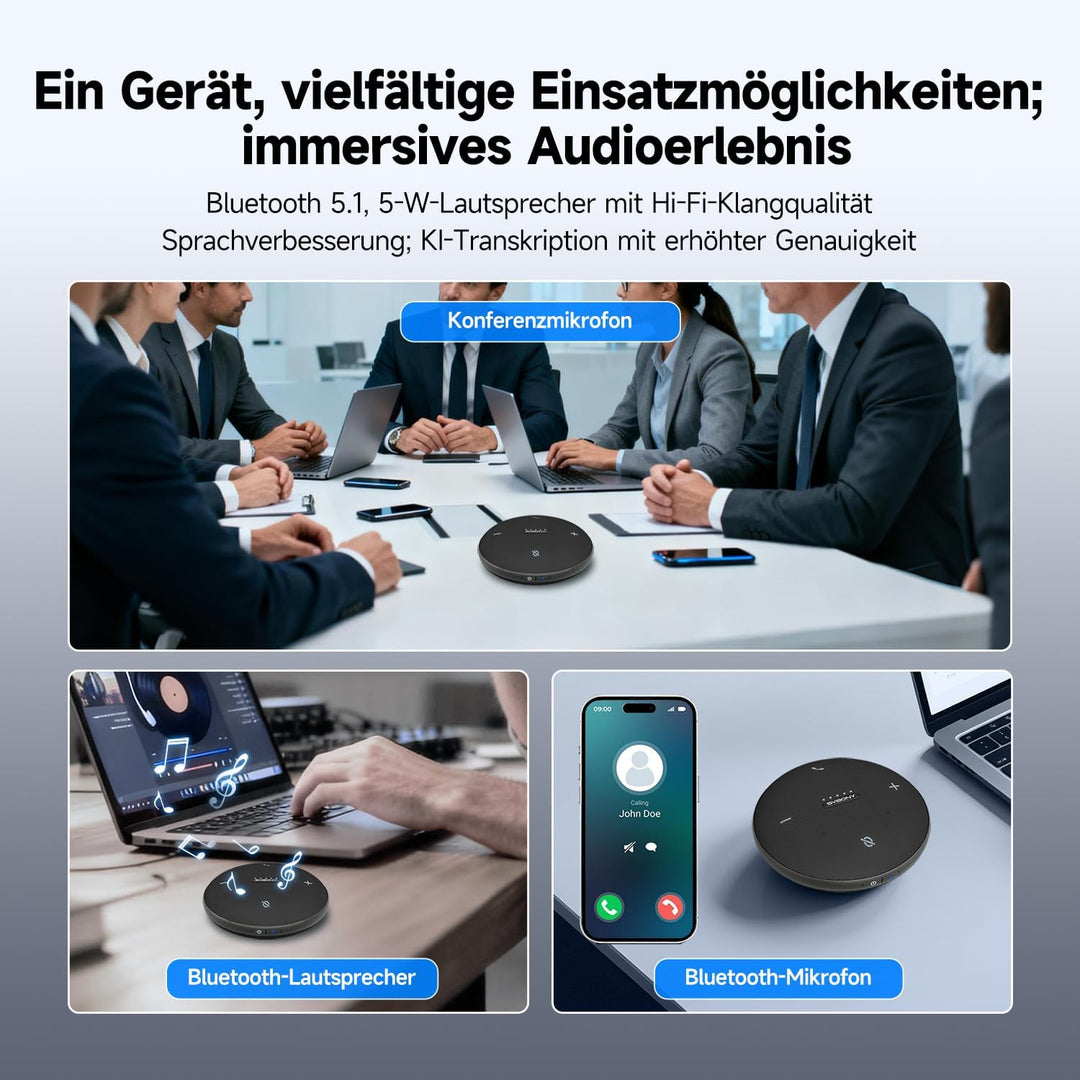 SVBONY SVHub Omni2 Konferenzlautsprecher und Mikrofon, Tragbare Freisprecheinrichtung, 4 Geräuschunt