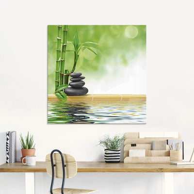 ARTland Glasbilder Wandbild Glas Bild einteilig 80x60 cm Querformat Asien Wellness Zen Spa Steine Ba