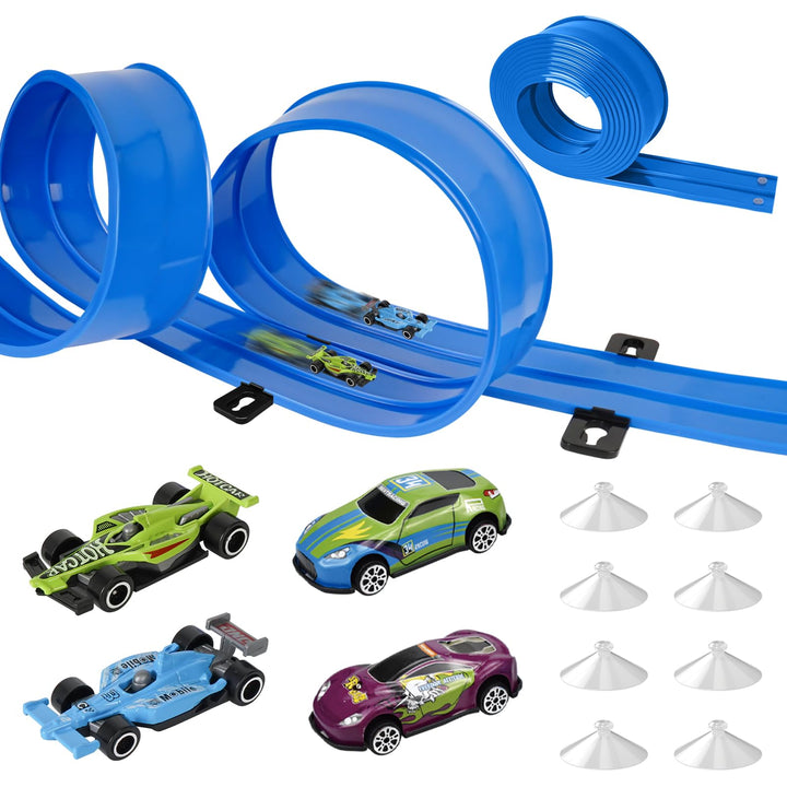 Rennbahn Kinder 3 Jahre, Cars Spielzeug, Autorennbahn (4.5 m), Autobahn Kinder 3 4 5 6 Jahre, mit 4