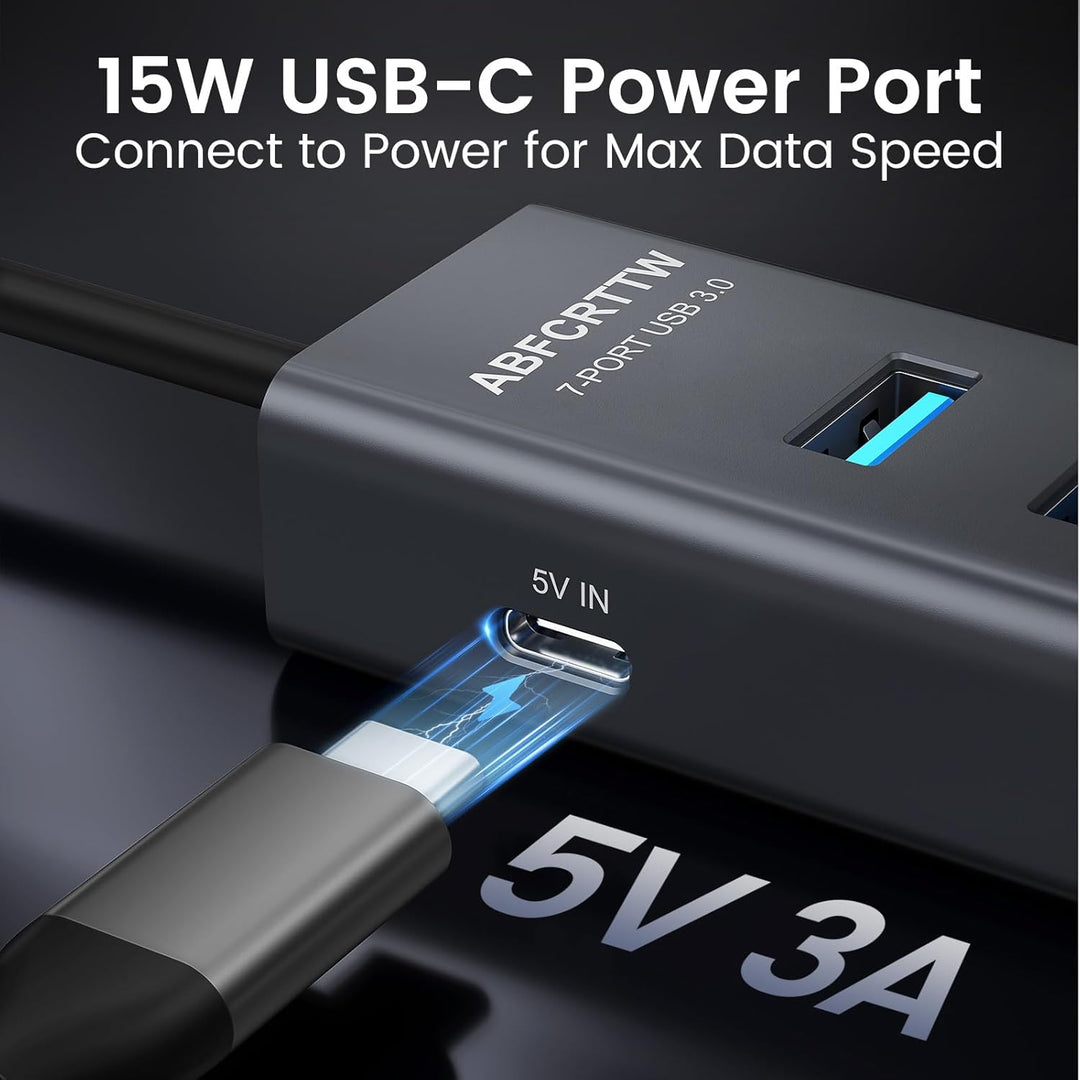 7-Port USB C auf USB Adapter Mit 30cm Kable, Aluminium USB Hub 5Gbps, USB C Verteiler Mehrfach Adapt