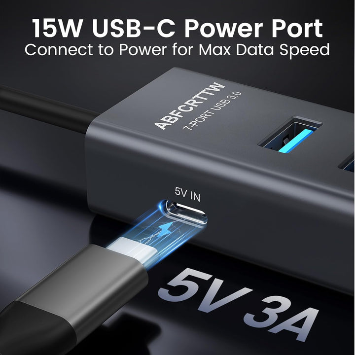 7-Port USB C auf USB Adapter Mit 30cm Kable, Aluminium USB Hub 5Gbps, USB C Verteiler Mehrfach Adapt