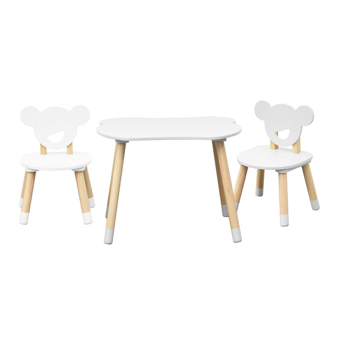 Rebecca Mobili Set Kindertisch und 2 Stühle, Kindertisch mit Stühlen, Weiss Braun, MDF Kiefer, für M