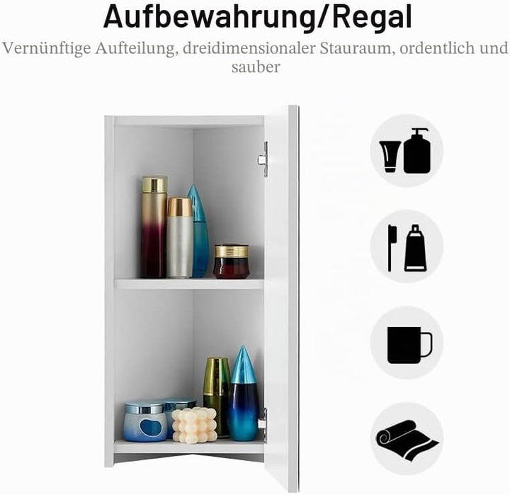 CLIPOP Eck Badezimmer Spiegelschrank Wandschrank Badezimmerschrank mit Spiegel und Aufbewahrungsrega