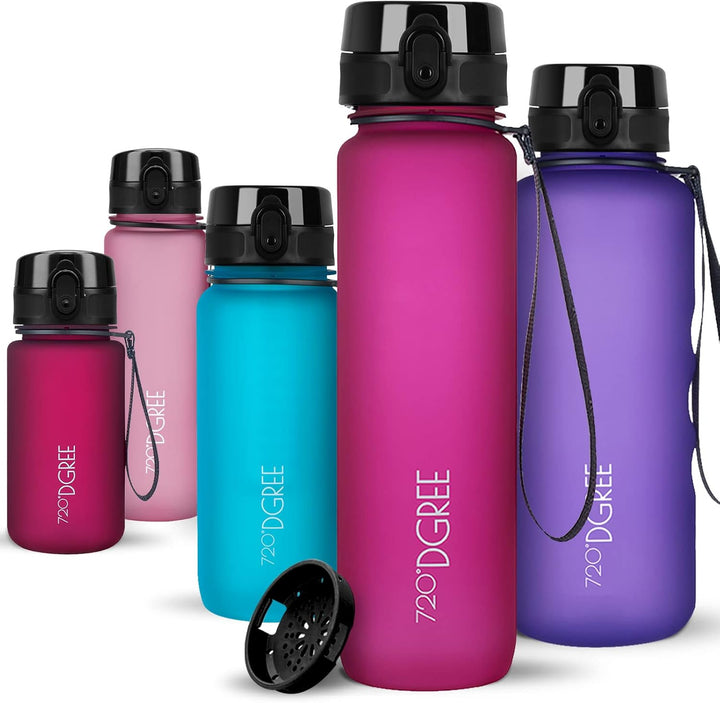720°DGREE Trinkflasche 1l Sport “uberBottle“ softTouch +Sieb - BPA-Frei - Wasserflasche für Uni, Arb