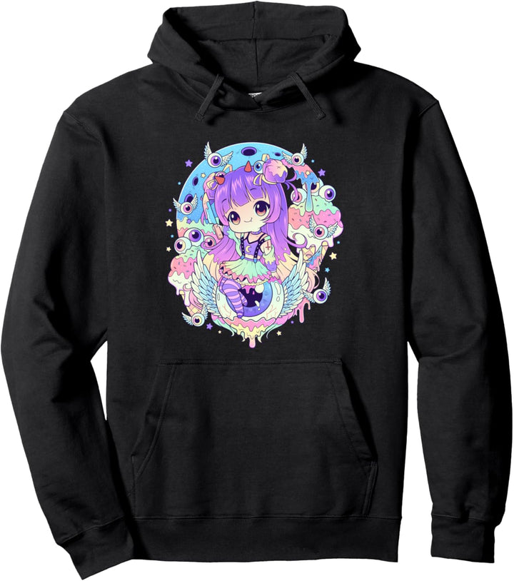 Kawaii Pastell Goth Cute and Creepy Girl mit einem Messer Pullover Hoodie