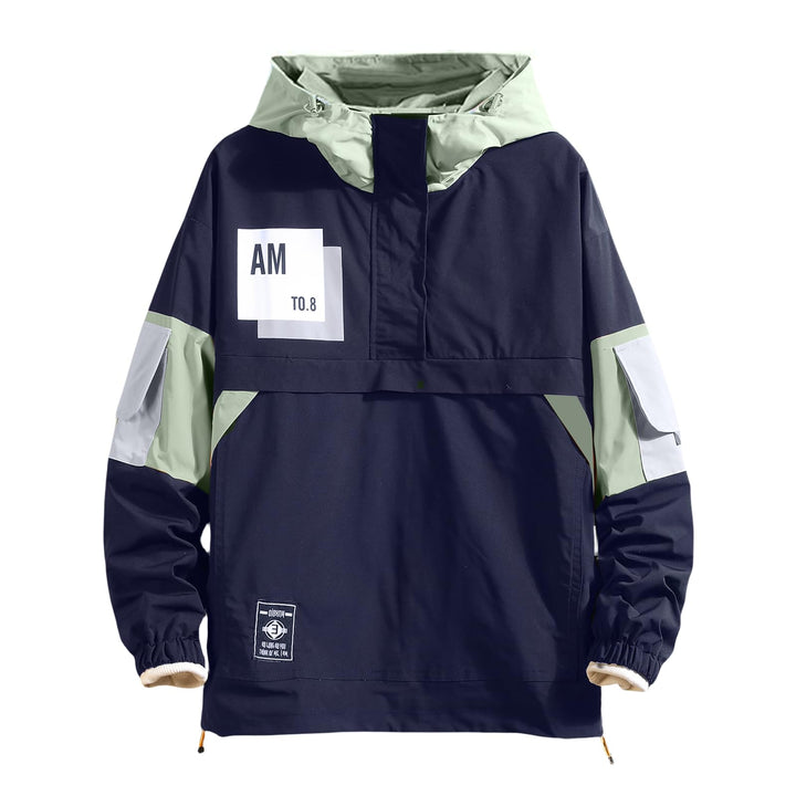 GURUNVANI Lässiger Kapuzenpullover mit Langen Ärmeln, Farbblock-Pullover Marineblau S, Marineblau S