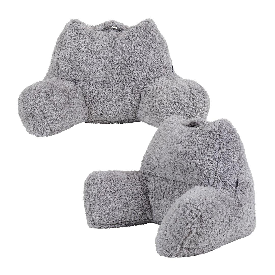 Icon Teddybär Rückenlehne Lesekissen, Grau, 2er Pack, Lesekissen Flauschig mit Sitzsack Füllung, Rüc