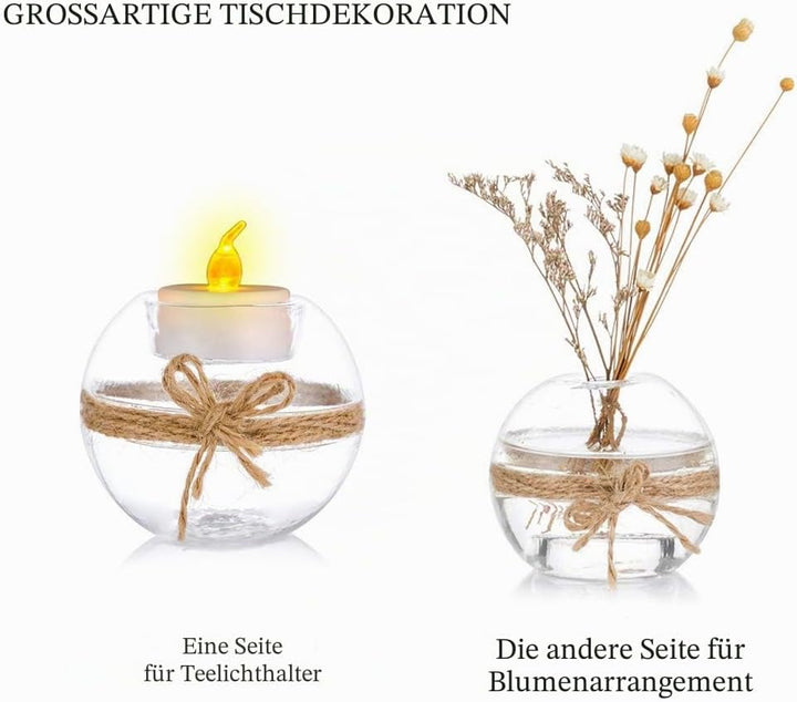 NUPTIO 22 Stück Klarglas Teelichthalter, 2 Nutzungsarten Votive Kerzenhalter, Tischdekoration Hochze