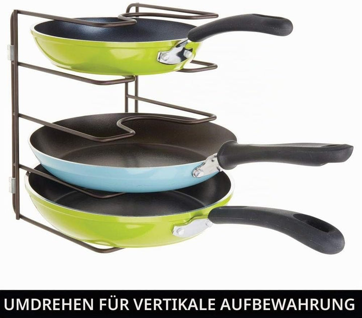 mDesign Geschirrständer für Kochtöpfe, Deckel und Pfannen – kompakter Pfannenhalter für den Küchensc