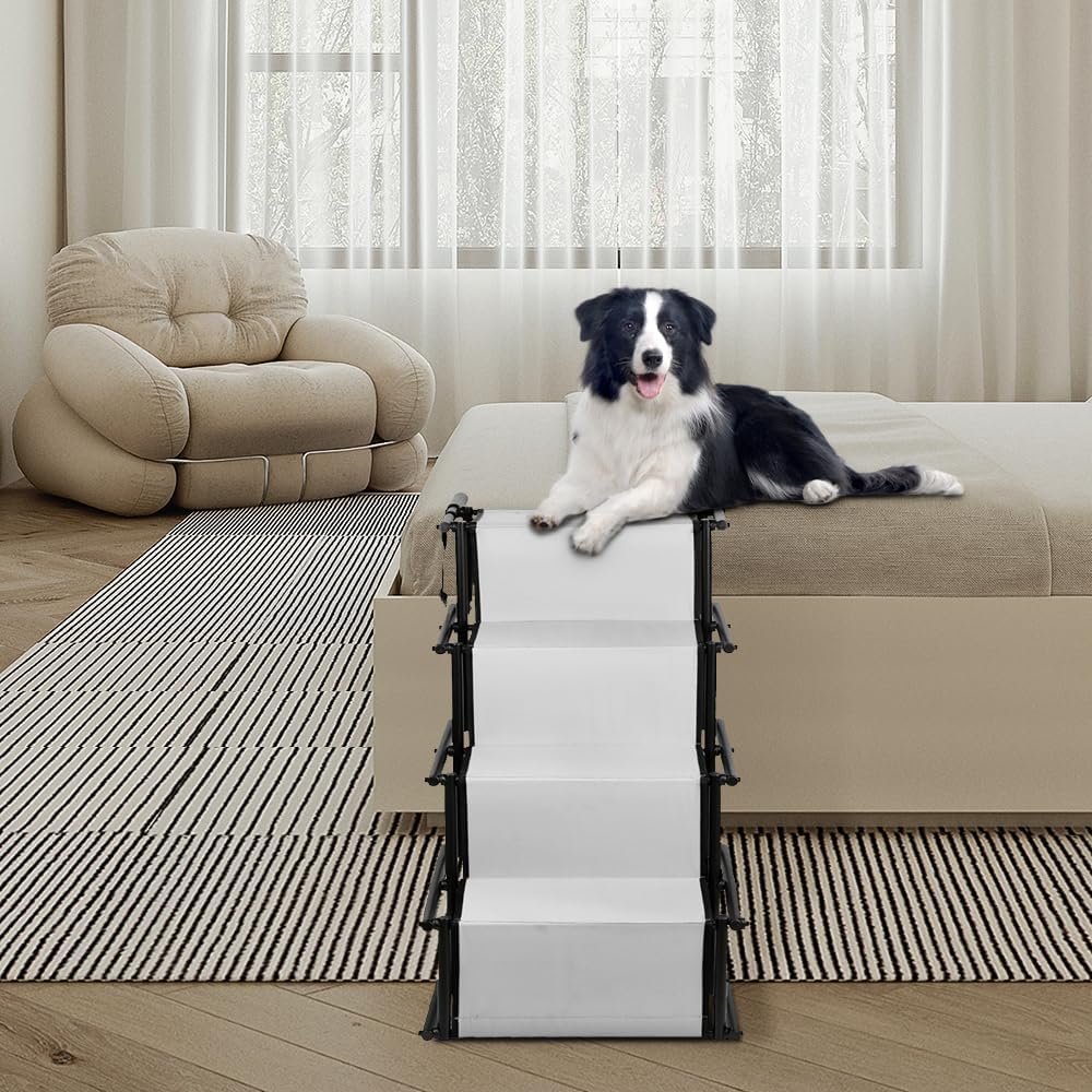 Supfine Hunderampen für Grosse Hunde, Bis 50 kg Belastbar Hundetreppe, Hunde Auto Rampen Faltbar, 4