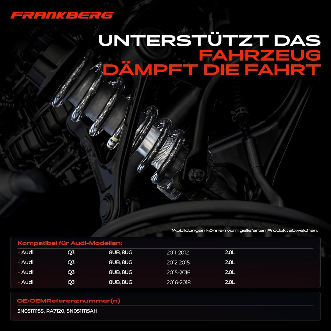 Frankberg 2x Federn Fahrwerksfeder Hinterachse Kompatibel mit Q3 8UB 8UG 2.0 TDI q.u.a.t.t.r.o SUV 2