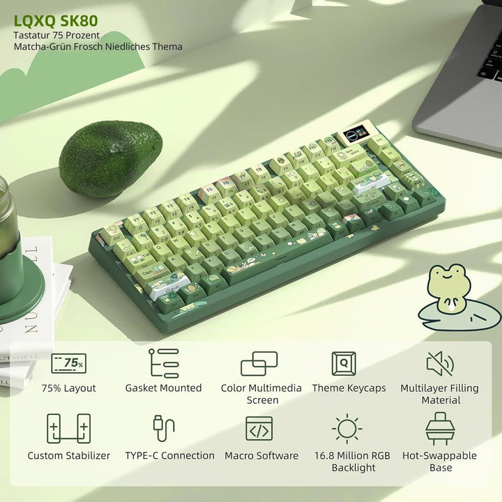 SK80 Mechanische Tastatur 75%, Gaming Tastatur kompakte USB C, Hot-Swap-Tastatur Kanagawa Thema, Dic