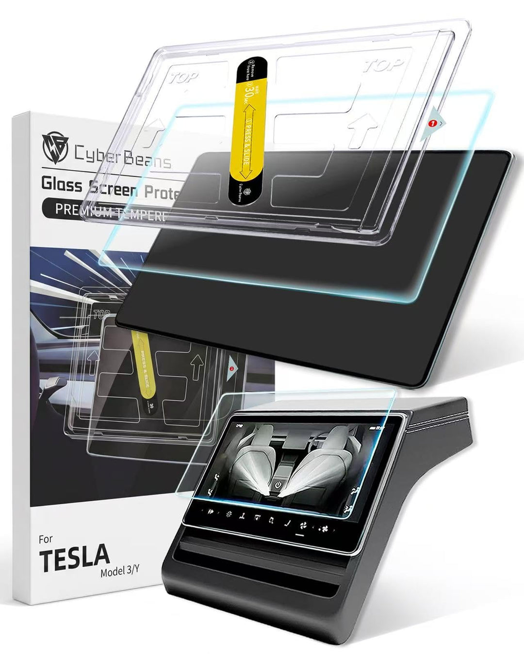 16" + 8" Displayschutzfolie für Tesla Model Y Juniper 2026, 9H Hartglas, Anti-Fingerprint, Kratzfest
