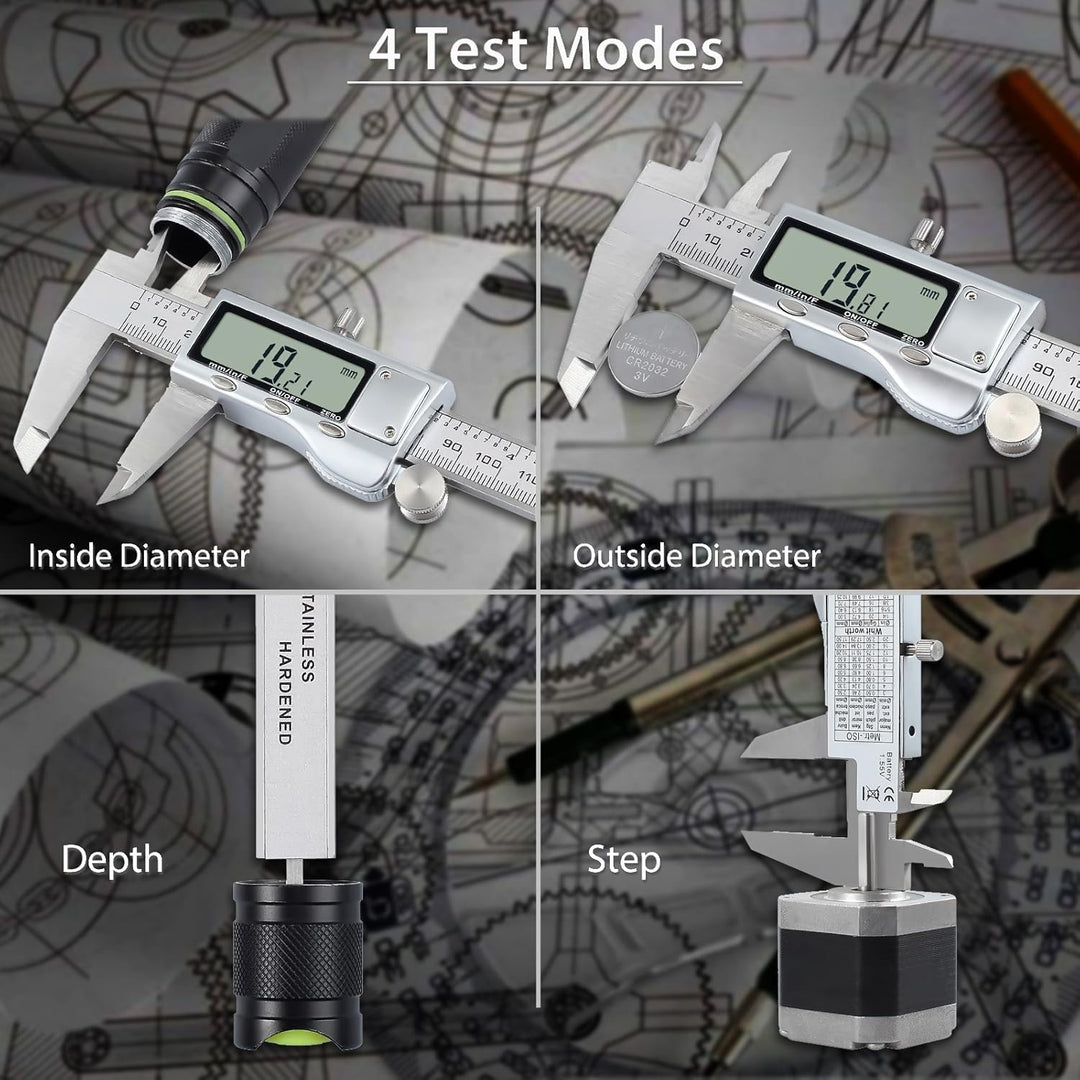 Neoteck Digitaler Messschieber 150 mm aus Edelstahl, Messschieber, Messschieber, für Länge, Breite,