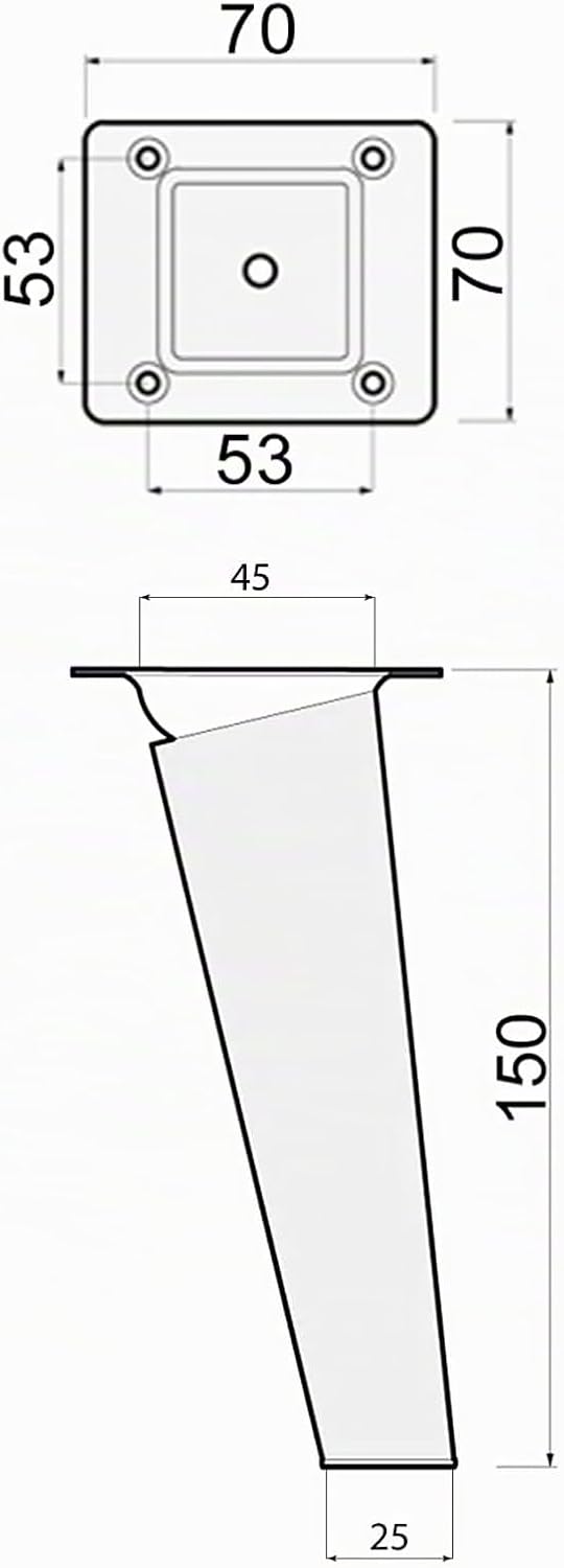 Sossai® Holz-Tischbeine - Clif Square | Öl-Finish | Höhe: 15 cm | HMF4 | eckig, konisch (schräge Aus