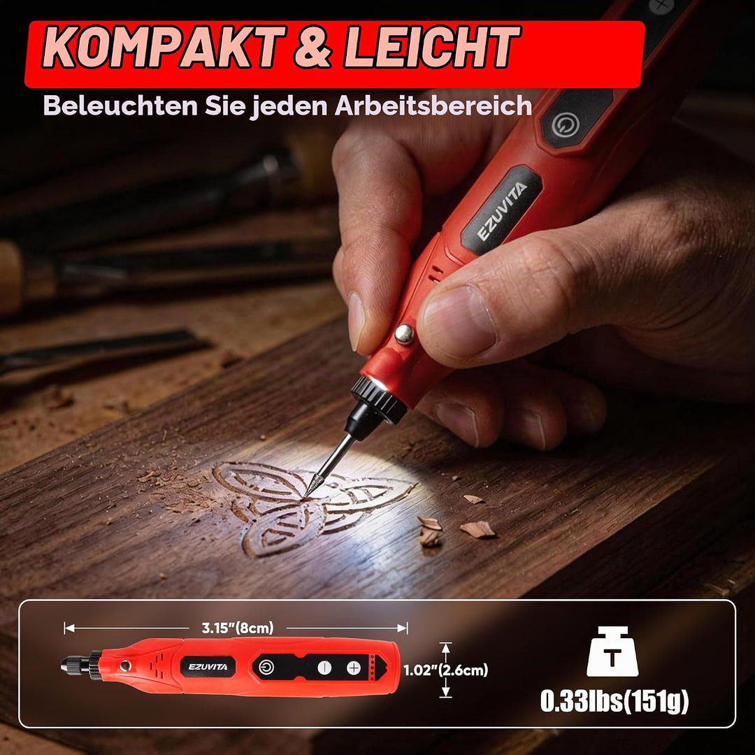 Mini Akku Rotationswerkzeug mit 446 Zubehör, 4V Multifunktionswerkzeug, 5-Gang-Speicherfunktion, mit