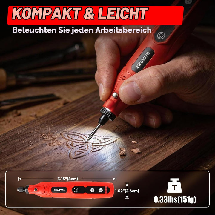 Mini Akku Rotationswerkzeug mit 446 Zubehör, 4V Multifunktionswerkzeug, 5-Gang-Speicherfunktion, mit