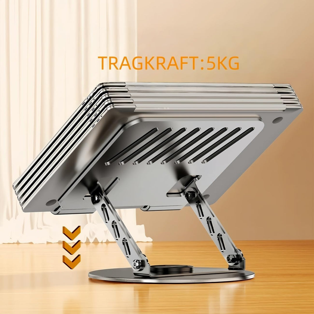 Laptop Ständer Höhenverstellbar mit 360° Drehbarer Basis, Laptopständer Platzsparender Laptop Halter