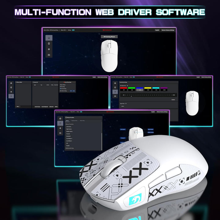MAMBASNAKE M4 Ultra-Leichte Kabellose Gaming-Maus, 53g, PAW3311 Sensor, 24000 DPI, Tri-Mode Bluetoot