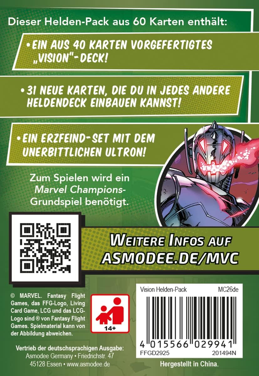 Fantasy Flight Games, Marvel Champions: LCG – Vision, Helden-Erweiterung, Expertenspiel, Kartenspiel