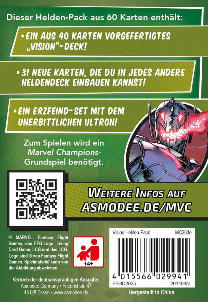 Fantasy Flight Games, Marvel Champions: LCG – Vision, Helden-Erweiterung, Expertenspiel, Kartenspiel