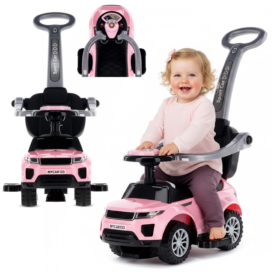 4in1 Kinderauto Rutschauto ab 2 Jahre und Schiebeauto mit Hupe und Musik, Rutschauto mit Stauraum un