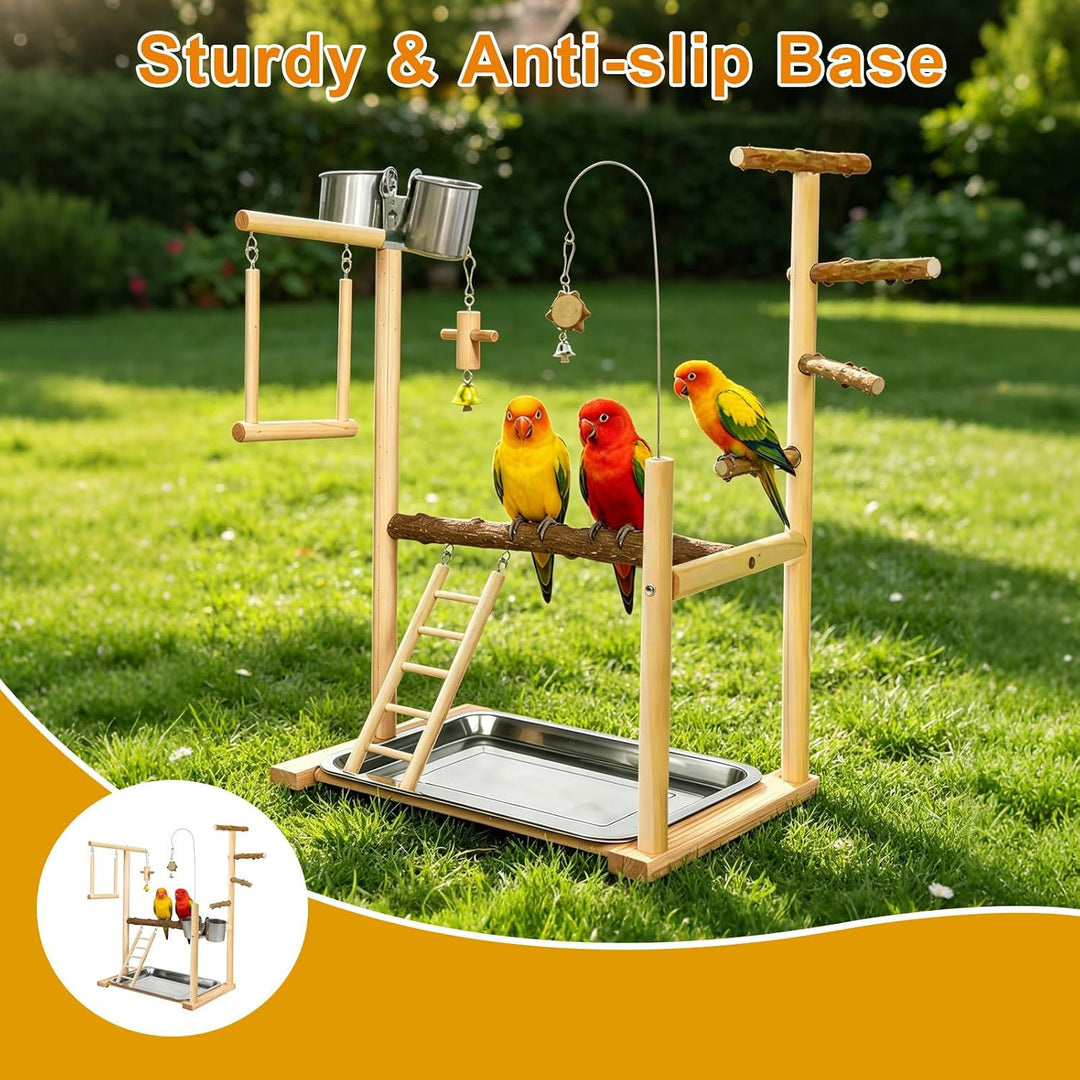 Grosses Wellensittich Spielplatz, Holz Vogel Spielplatz, Vogelspielplatz mit Feeder, Vogelbaum für W