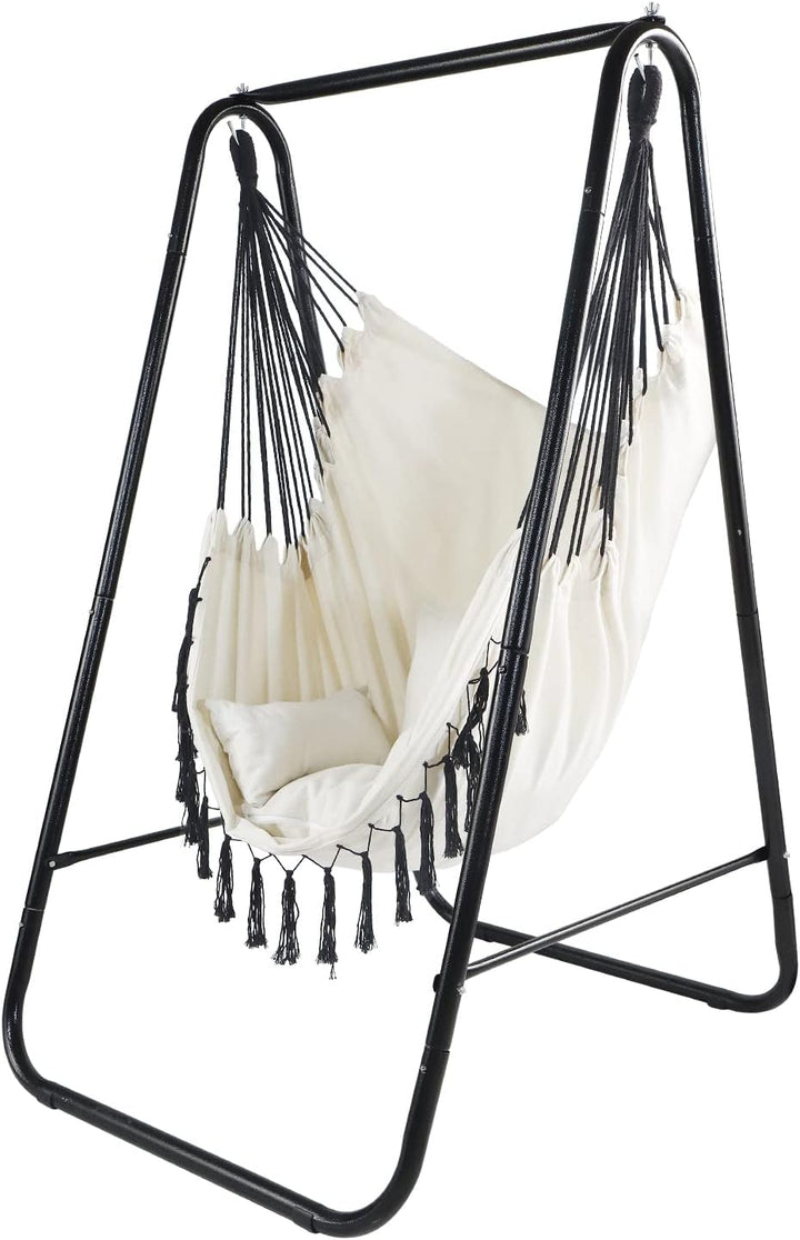 CCLIFE Hängesessel mit Gestell Kissen Hängeschaukel Hängestuhl Bis 100kg Indoor & Outdoor Garten Hän
