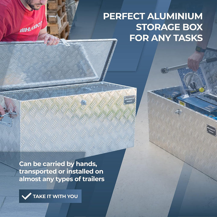HASKYY Aluminium Transportbox 900x350x400 mm Truckbox Deichselbox Werkzeugkasten Alubox Alukoffer Xx