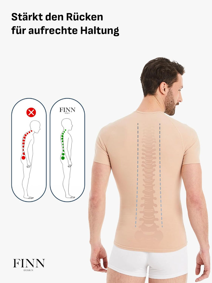 FINN figurformendes Kompressions-Unterhemd Herren - Shapewear Kurzarm Shirt mit Bauch-Weg Effekt - B