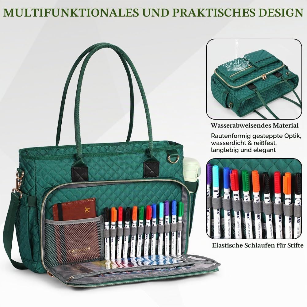 Laptoptasche Damen 15,6 Zoll Lehrertasche Gross Aktentasche Tasche mit 2 Seitentaschen, Notebooktasc