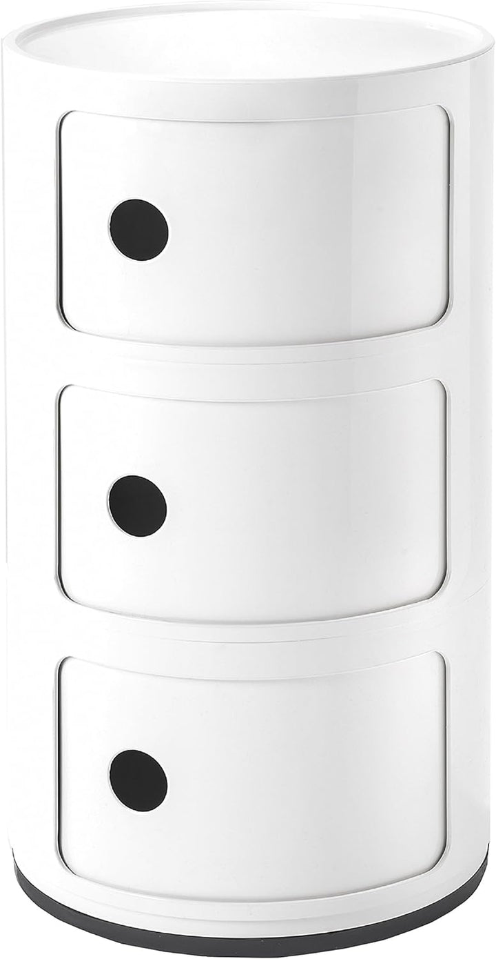 Kartell Componibili, 3 Elements, Weiss, Runde Basis, 32 x 58.5 x 32 cm 3 Fächer