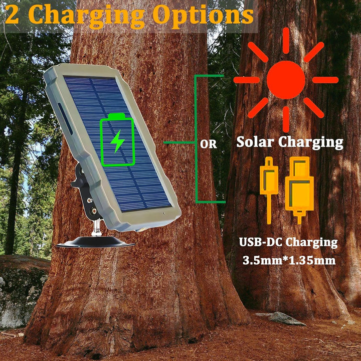 FunKind Solarpanel für Wildkamera DC 6V-12V 3000mAh Wiederaufladbarer Akku, Jagdzubehör für Wildtier