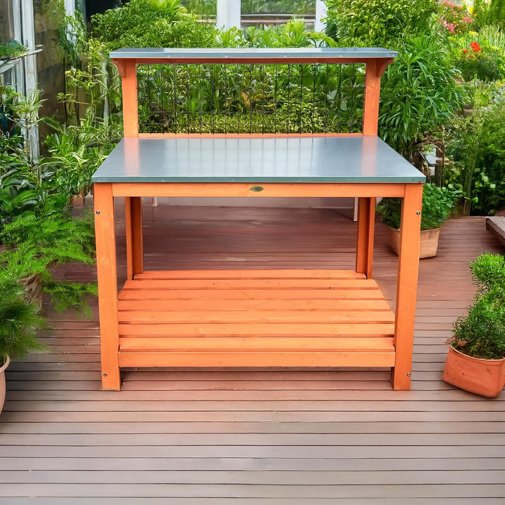 Habau 695 Gartentisch mit verzinkter Arbeitsplatte, Natur 101 x 55 x 117