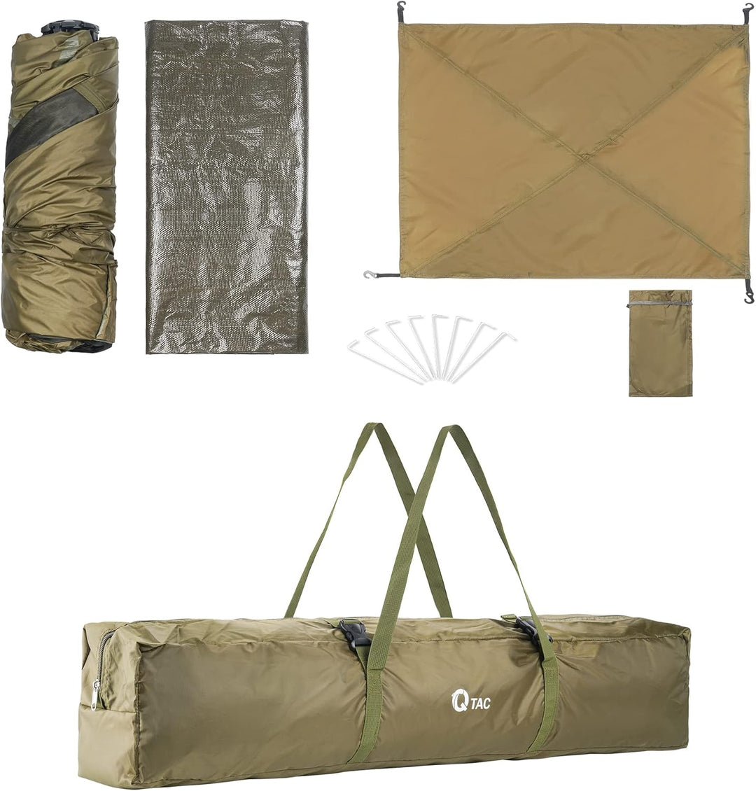 Q-Tac Ruck Zuck Bivvy Angelzelt 2 Mann [DAS ORIGINAL] Karpfenzelt mit herausnehmbarer Bodenplane, An