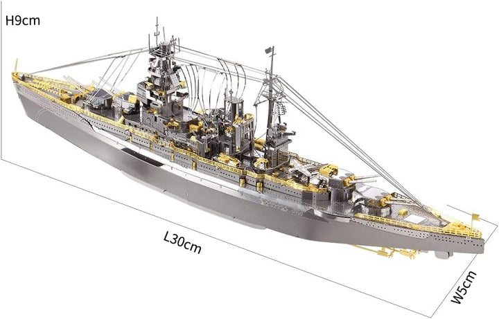 piececool Nagato Class Battleship HP091SG Highly Detailed Metal Model Kit,No Glue, 199 Pieces