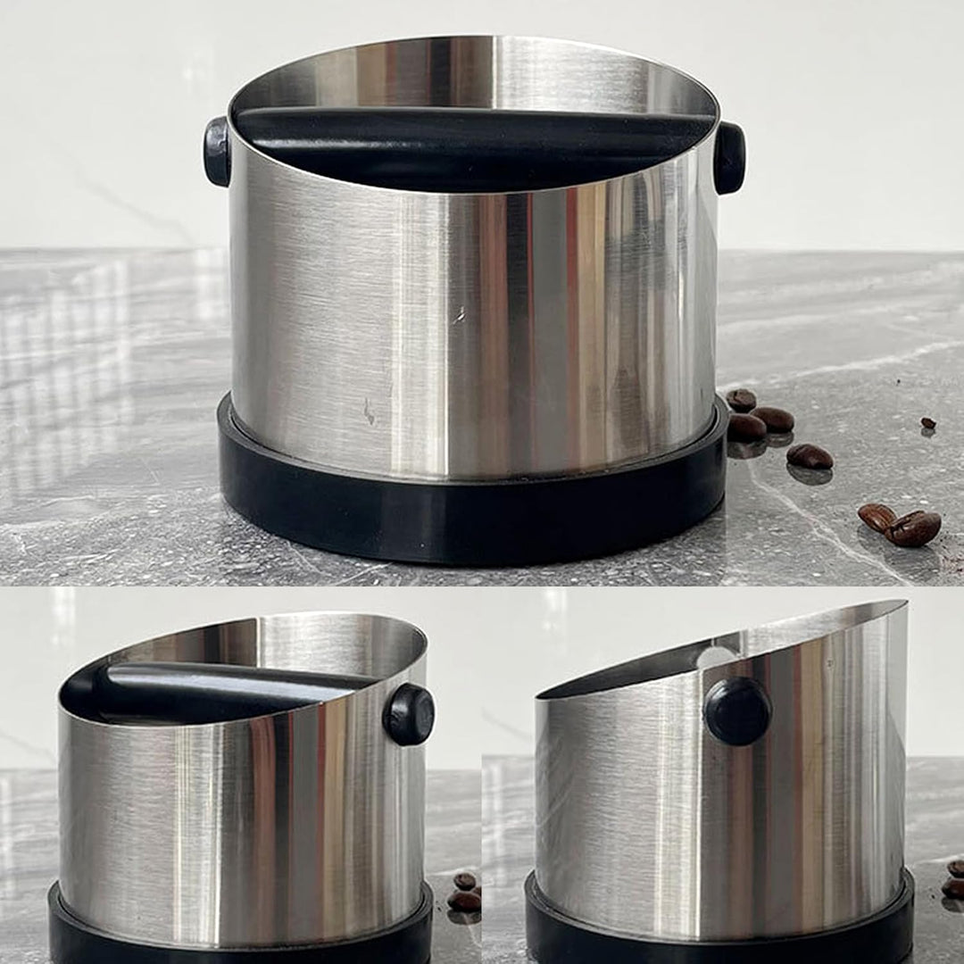 Abklopfbehälter für Siebträger - Espresso Abklopfbehälter Knock Box für Kaffeesatz, Edelstahl Kaffee