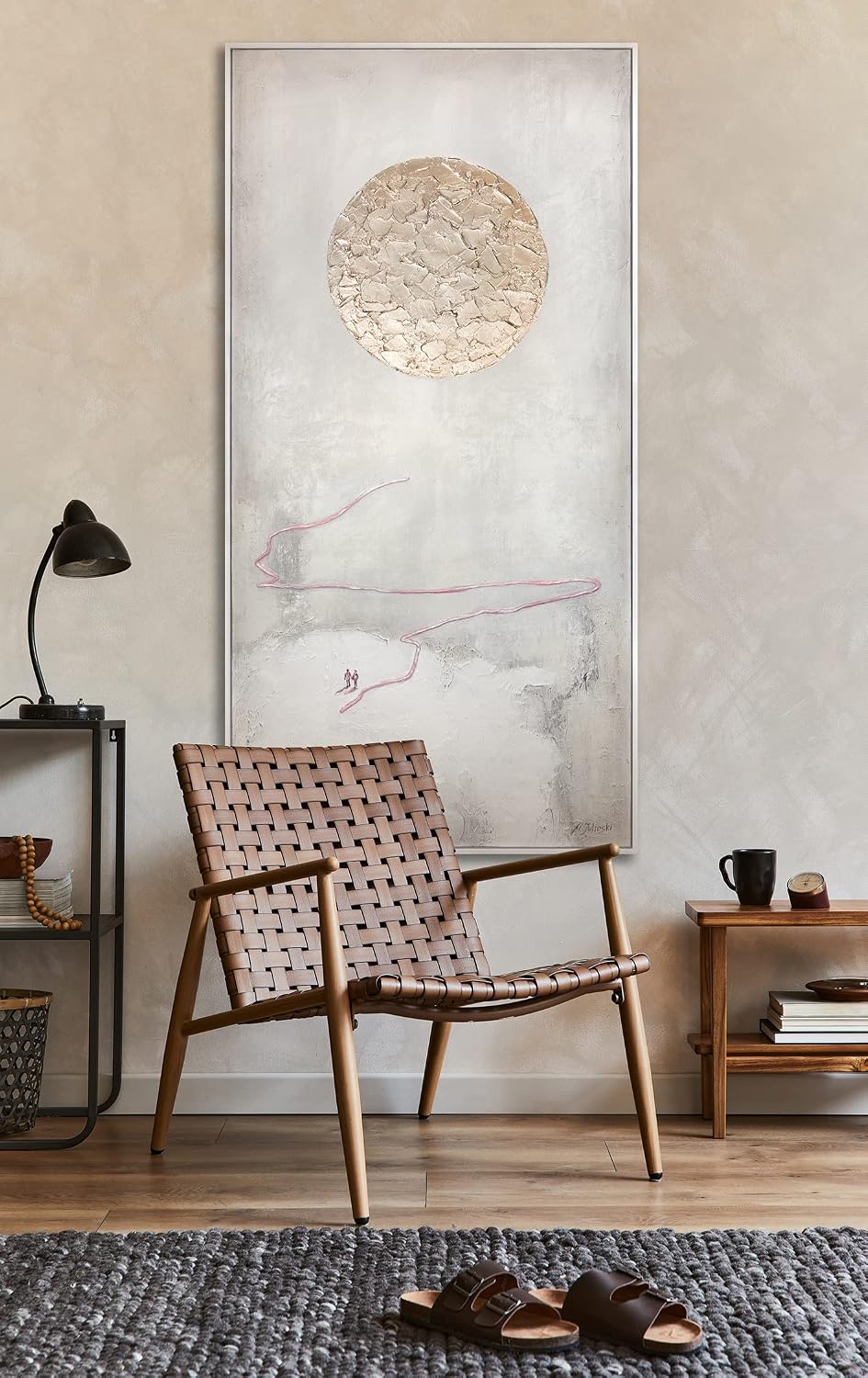 YS-Art Abstrakt Acryl Gemälde auf Leinwand mit Rahmen Weg zur Sonne handgemalt Wandbilder Wohnzimmer