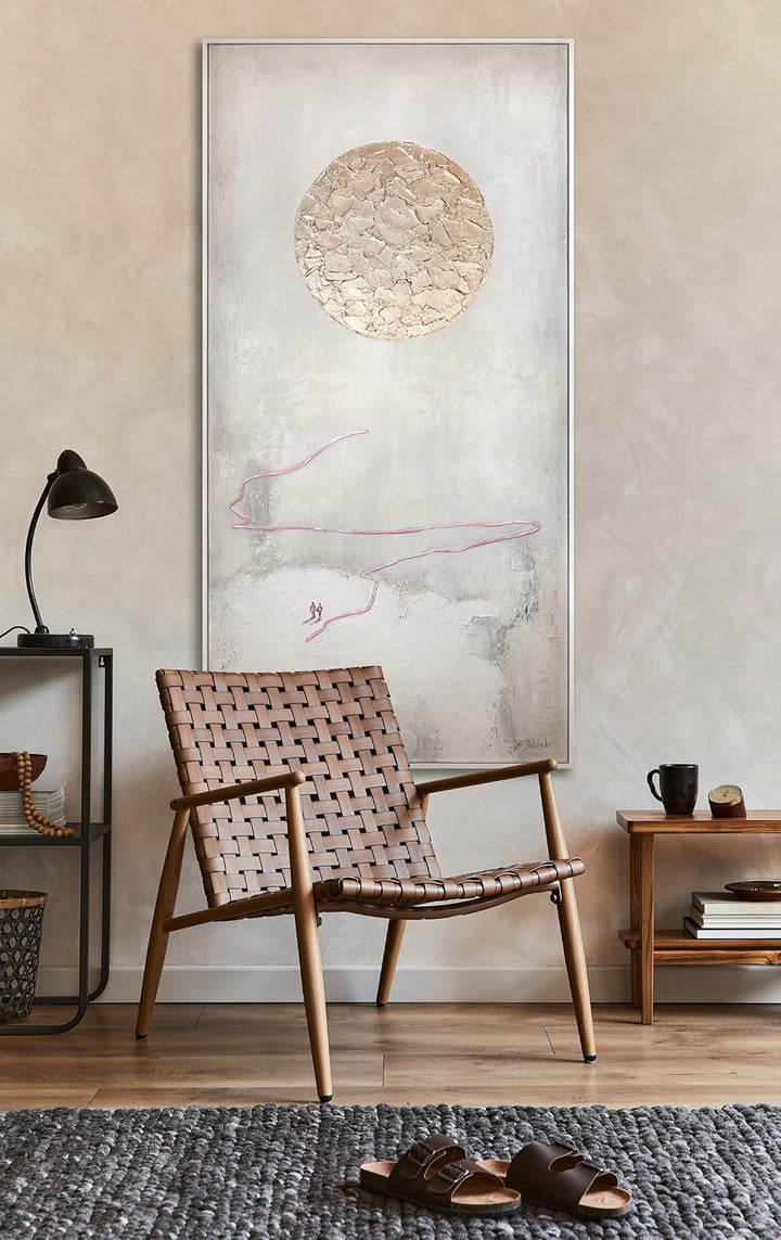 YS-Art Abstrakt Acryl Gemälde auf Leinwand mit Rahmen Weg zur Sonne handgemalt Wandbilder Wohnzimmer