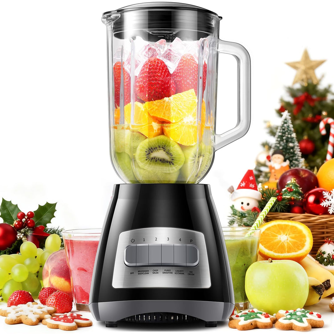 SHARDOR Standmixer, 700 W Spitzenleistung smoothie maker mit 1,5-Liter-Glasbehälter, Edelstahl 6-Kli