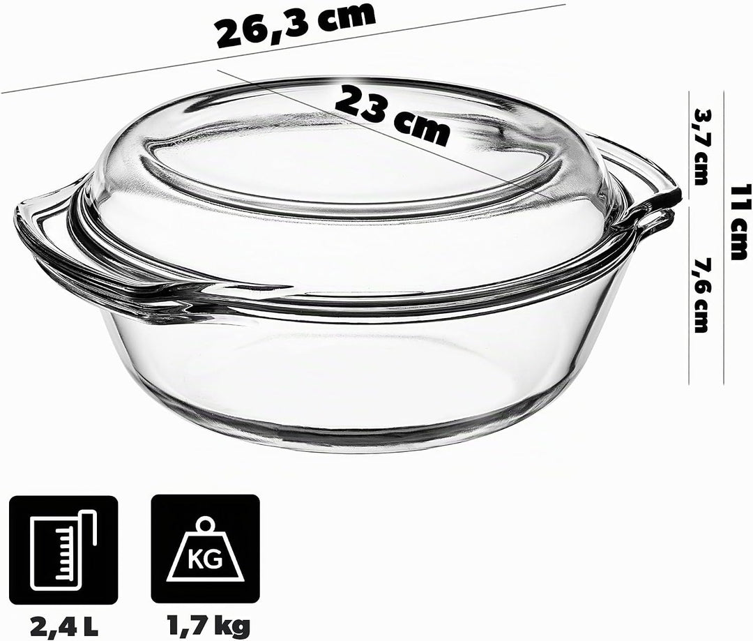 KADAX Auflaufform aus hitzebeständigem Glas, feuerfestes Gefäss, Glasbräter mit Deckel und Griffe, G