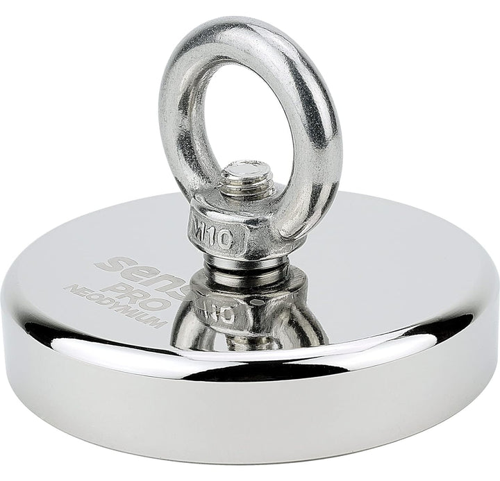 SENSEI Magnet 400 kg, Neodym-Magnet N52 mit Öse oben, Ø9 x H1,8 cm, sehr starker Neodym-Ösenmagnet f
