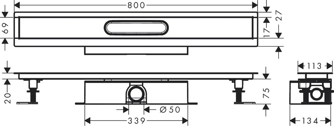 hansgrohe uBox universal Komplettset (Installationsset + Grundkörper) 800mm für Standardinstallation