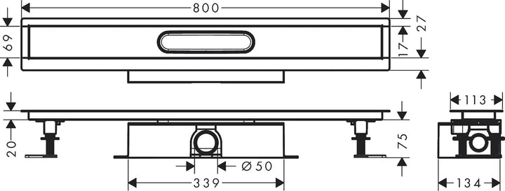 hansgrohe uBox universal Komplettset (Installationsset + Grundkörper) 800mm für Standardinstallation